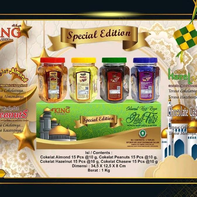 

D'KING COKELAT SPECIAL EDITION 1 DUS HAZELNUT PEANUTS CASHEW ALMOND HAMPERS LEBARAN Berkualitas