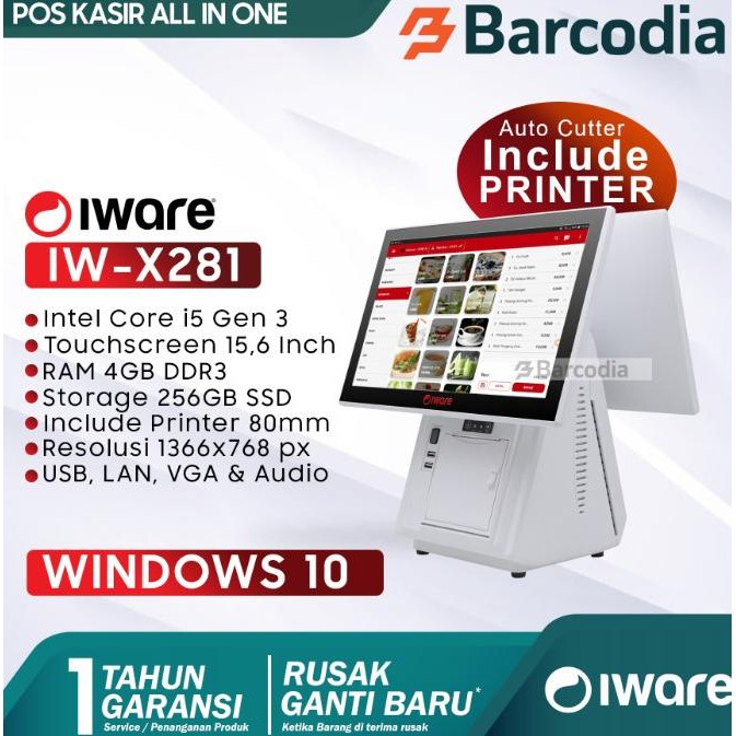 MESIN KASIR PC POS ALL IN ONE TOUCHSCREEN IWARE X280