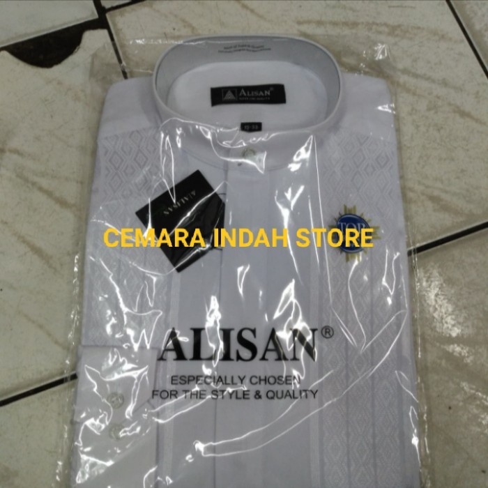 Baju Koko Putih Alisan Lengan Panjang
