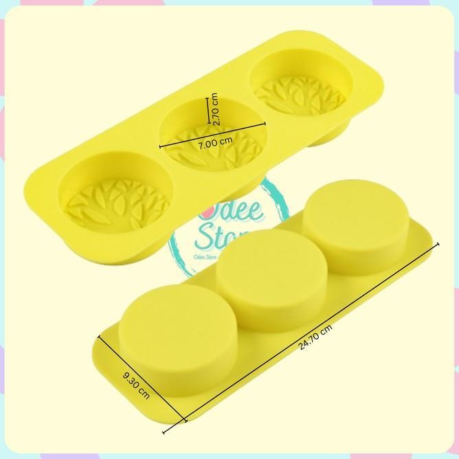 YUC CETAKAN SILIKON SILICONE MOLD BULAT MOTIF DAUN POHON LEAF TREE; SABUN SOAP CANDLE LILIN COKLAT K