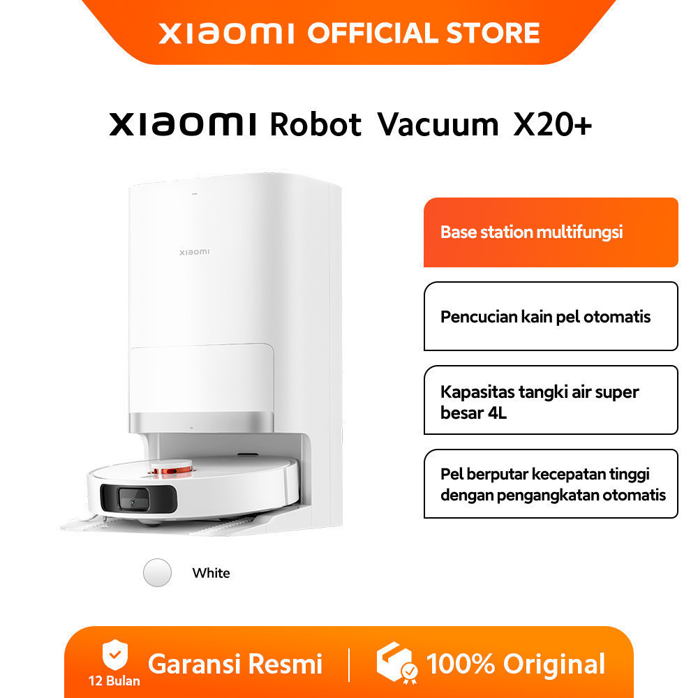 Xiaomi Robot Vacuum X20+ | Daya Sedot 6.000 Pa | Tangki Air 4L |Base Station Multifungsi [Official S