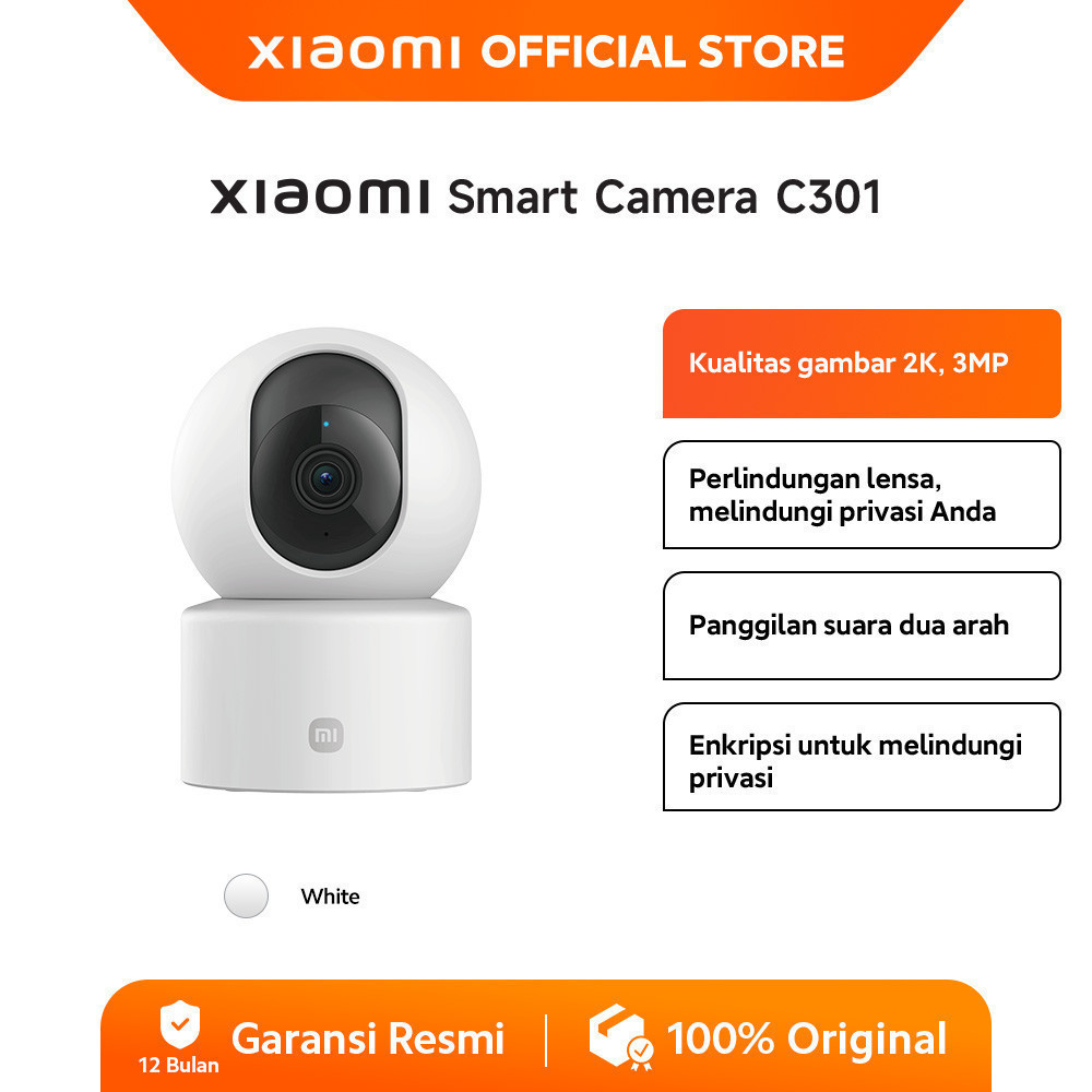 Xiaomi Smart Camera C301| CCTV Indoor | 2K Ultra-clear HD | 3MP | AI Pendeteksi Manusia | Rotasi 360