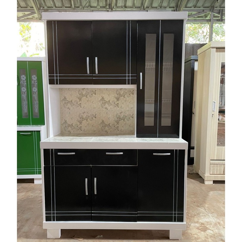 Lemari sayur/ rak piring kayu minimalis 3 pintu
