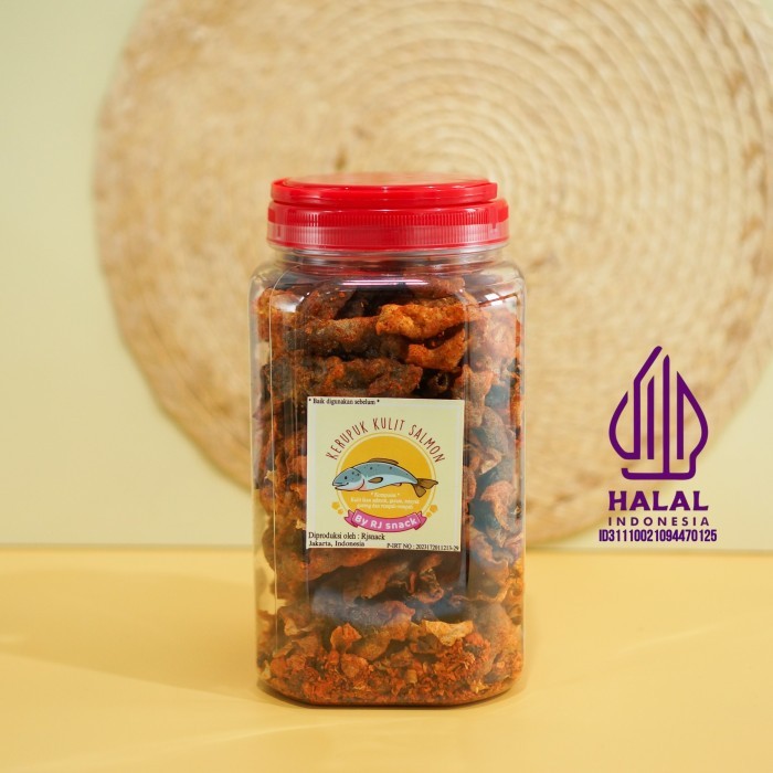

Kerupuk Kulit Ikan Salmon Rasa Spicy Toples Jumbo 250gr Cemilan Kriuk Sehat