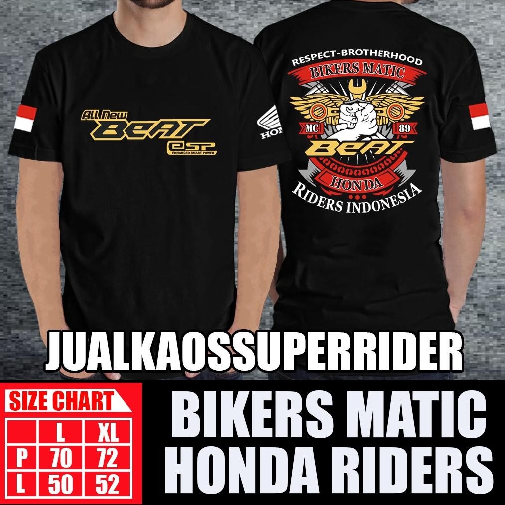 Promo Kaos Pria Gold All New Beat Bikers Matic Black O&J Style