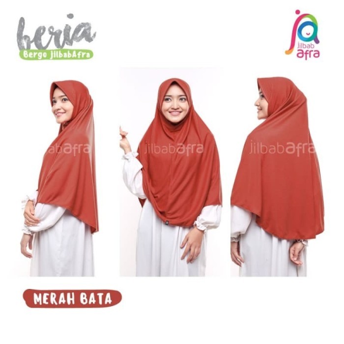 Jilbab t Afra Beria Arfa Hijab Kerudung Bergo Kaos Merah