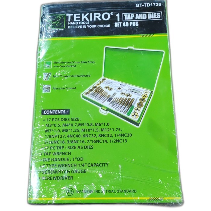 Tap baut set Tekiro/alat senai baut/ Tap and dies set 40 pcs