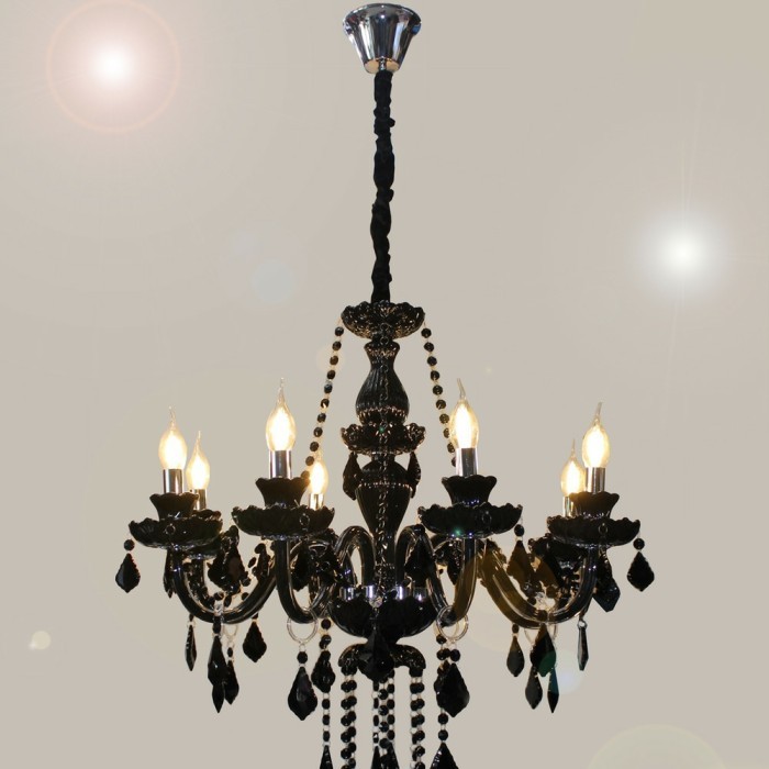 Lampu hias gantung kristal lilin hitam 2020-8