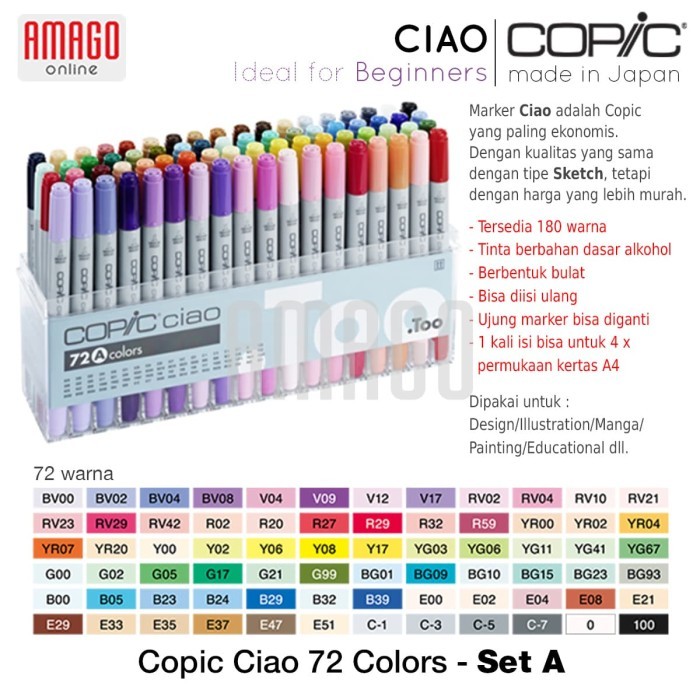

COPIC CIAO - 72 COLOR SET A - CCM/72A