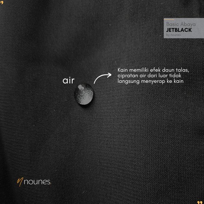 Nounes Jetblack Basic Abaya Dress Polos Gamis Hitam Pekat Promo
