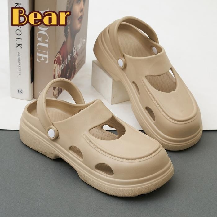 Bear 2025 Sepatu Sandal Wanita Permata Platform Sandal Slop Cewek Size 36/37 - 40/41 Jelly Karet