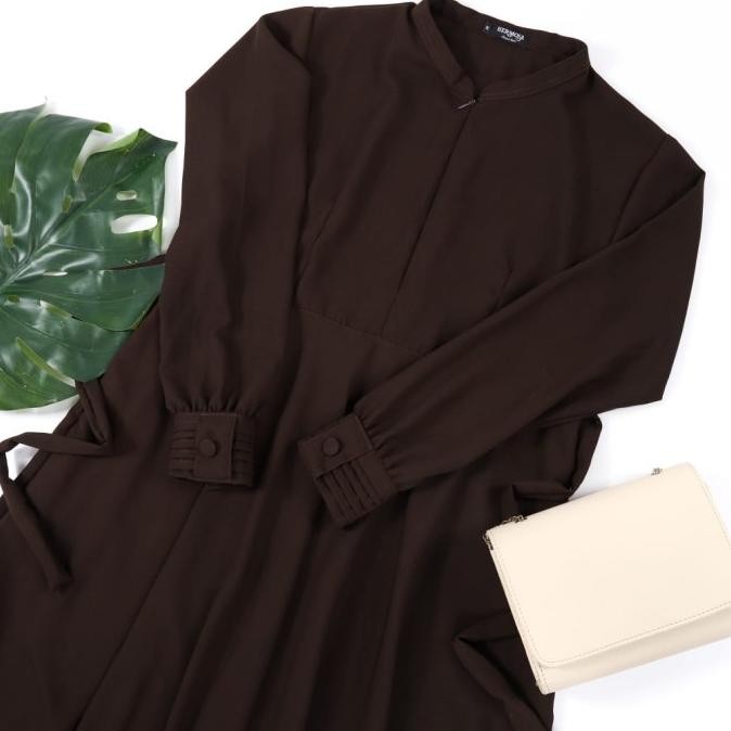 gamis polos coklat tua-gamis syari polos coklat tua premium-gamis herm Best Seller
