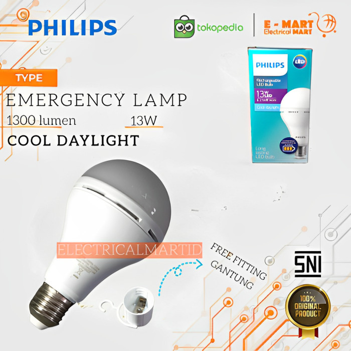 PHILIPS LED BULB EMERGENCY LAMP 13 Watt 13W Putih RECHARGEABLE LedBulb BB