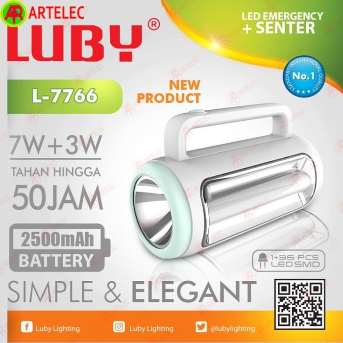 Senter + Lampu Led Emergency LUBY L-7766 lampu darurat portable
