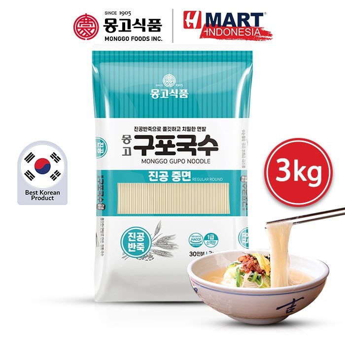 

Monggo Gupo Noodle Regular Round - Kupo Guksu - Mi Kering Gandum Korea 3Kg