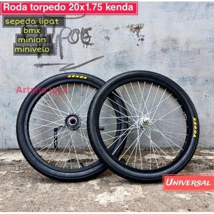 Roda sepeda velg torpedo 20 x 1.75 kenda sudah di rakit tinggal pasang / whee lset 20/peleg sepeda 2