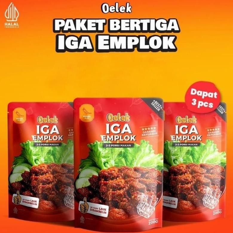 

PAKET 3 PCS IGA EMPLOK BY OELEK - 3 PACK IGA EMPLOK/IGA MERECON/IGA SAMBAL/OSENG IGA 200 GR