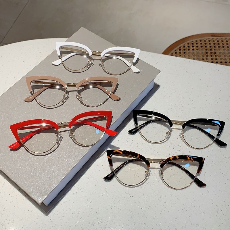 New Retro Cat Eye Metal Small Frame Decorative Glasses