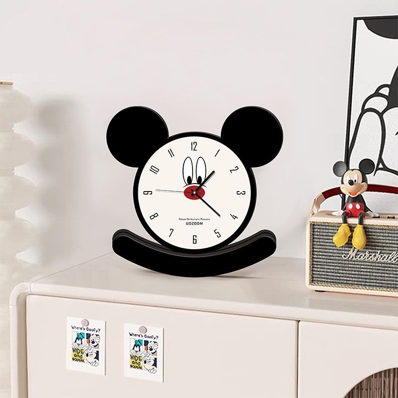 Cartoon Mickey Clock Desk Silent Swing Table Clock