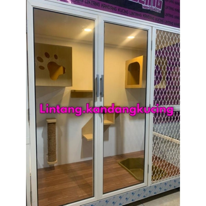 KANDANG KUCING ALUMINIUM KANDANG KUCING MINIMALIS CAT AQUARIUM KANDANG KUCING MURAH MAINAN KUCING