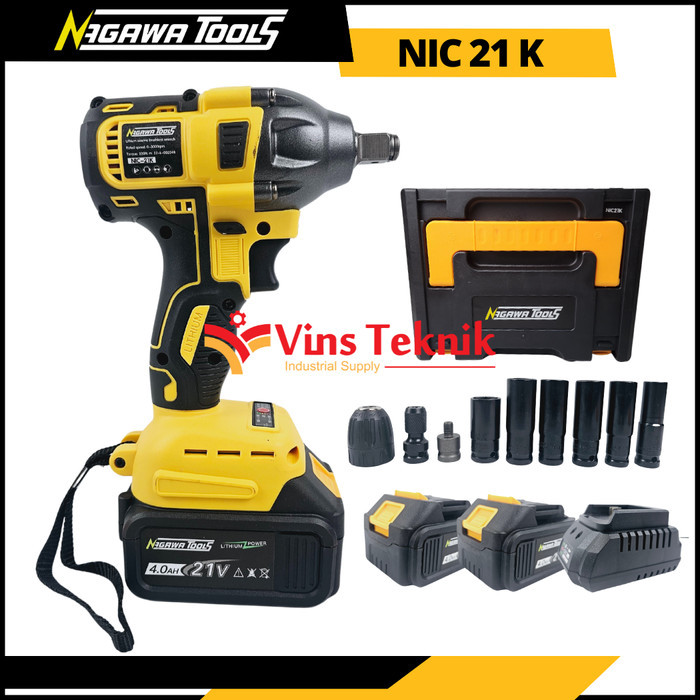Impact Wrench Brushless 21V Nagawa Mesin Impact Pembuka Baut