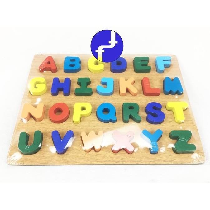 Mainan Anak Puzzle Papan Kayu Belajad Abjad Huruf Besar Timbul Edukasi the best