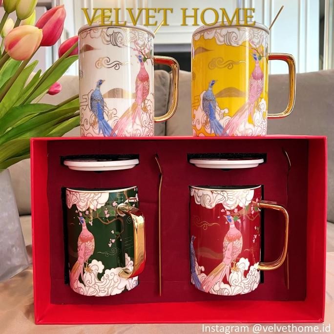 

Hampers Imlek Mug Burung Phoenix gelas cangkir Natal lebaran Gift set ABD