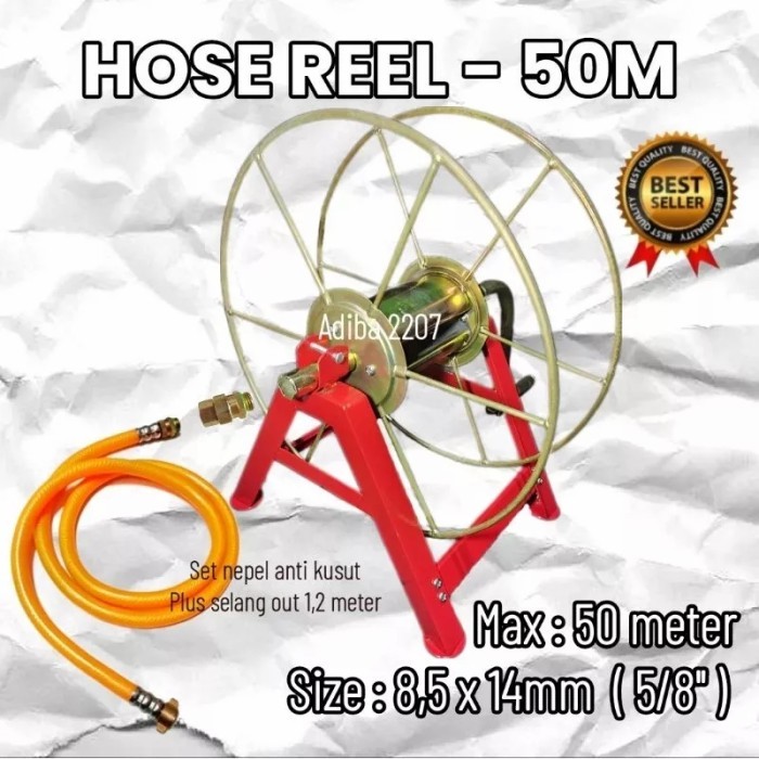 rol gulung selang air 50m hose reel besi-tempat selang steam cucian