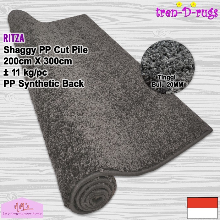 Tren-D-rugs karpet shaggy polos jumbo besar ruang tamu tebal 200x300