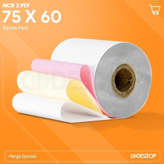 

1 Dus Kertas HVS 3PLY 75x60 NCR Printer Kasir Dot Matrix 75x60mm