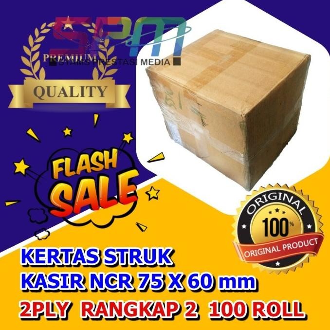 

KERTAS STRUK KASIR NCR 75 X 60 mm - 2PLY - RANGKAP 2 - 2 PLY 100 ROLL