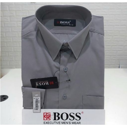 Terbaru Kemeja Boss Putih Polos Lengan Panjang Pria Slimfit Bahan Berkualitas Premium Best Seller