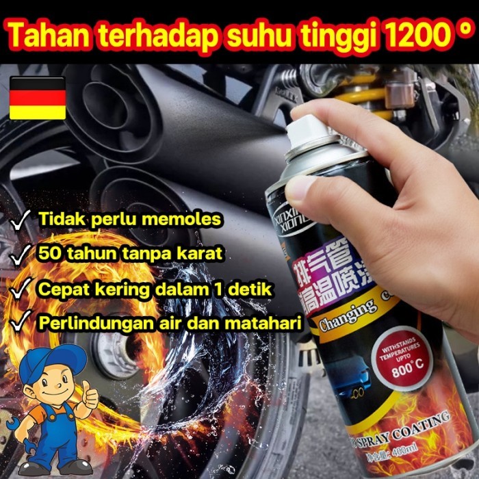 TERLARIS TERLARIS 400ML CAT ANTI PANAS CAT SEMPROT KNALPOT MESIN TAHAN PANAS KNALPOT ANTI PANAS HIGH