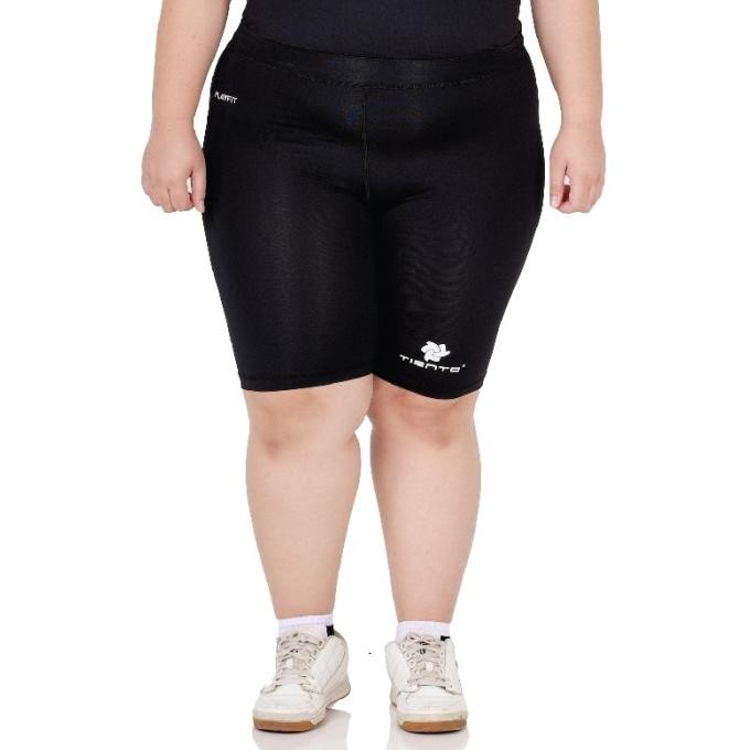 Sale Tiento Celana Legging Leging Sport Women Short Pants Black Silver