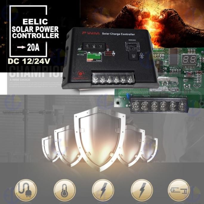 EELIC SCC-2430 -20A Solar Charge Controller Panel Battery Regulator