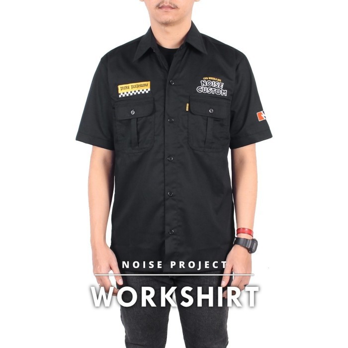 Terbaru Workshirt Workshirt Noise Project Hitam Kemeja Workshirt Kemeja Best Seller