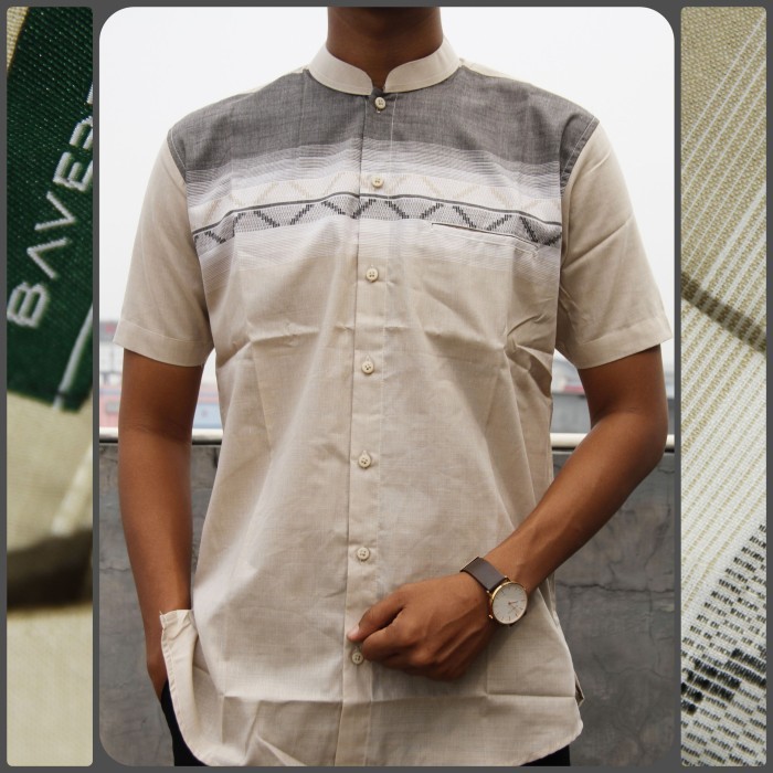 ZO130 Baju Koko Pria Baverre Lengan Pendek Motif Bordir 13 Baju Muslim Pria BIG SALE