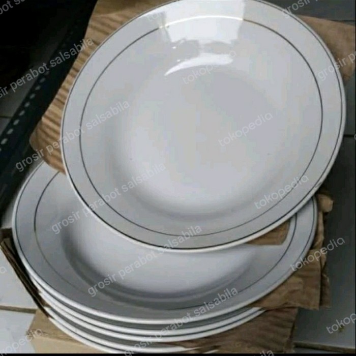 1 lusin piring makan keramik putih lismas 9 dim sunbird