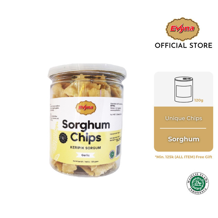 

TERBAIK Evyna Sorghum Chips Garlic Keripik Sorgum 120GR