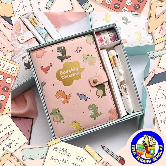 

3 In 1 Gift Set Notebook / Set Alat Tulis Notebook Pulpen Mekanik & Washi Tape AT0162