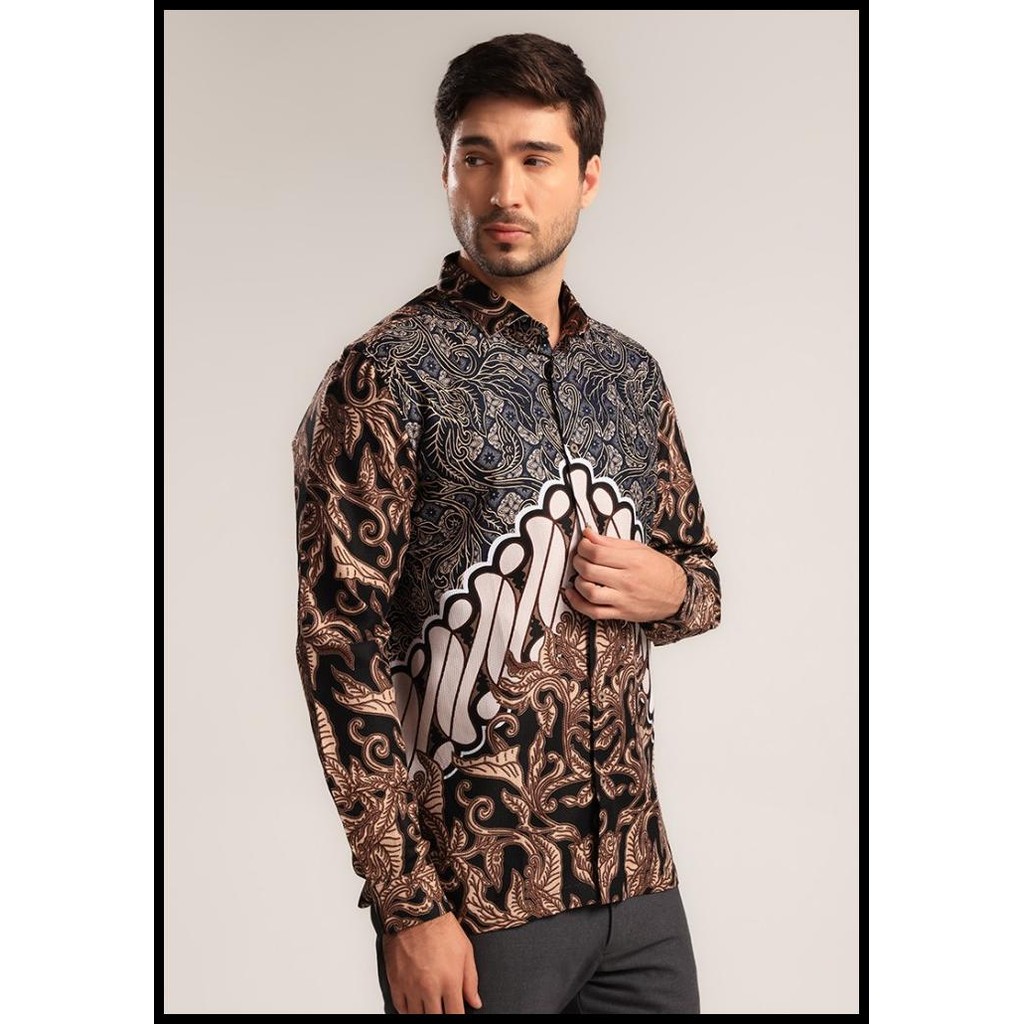 Terlaris Moc Kemeja Batik Lengan Panjang Modern Fit Tunggadewa-Brown Good Quality