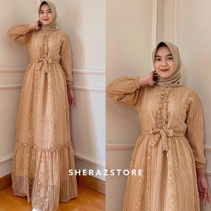Zizara - Gamis Brukat Kondangan Wanita Jumbo Ld 120 130 140 Terbaru Terbaru