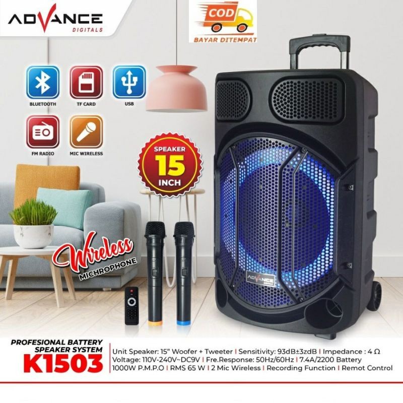 Speaker Advance K1503 Speaker Bluetooth Meeting + 2 Mic Wireless