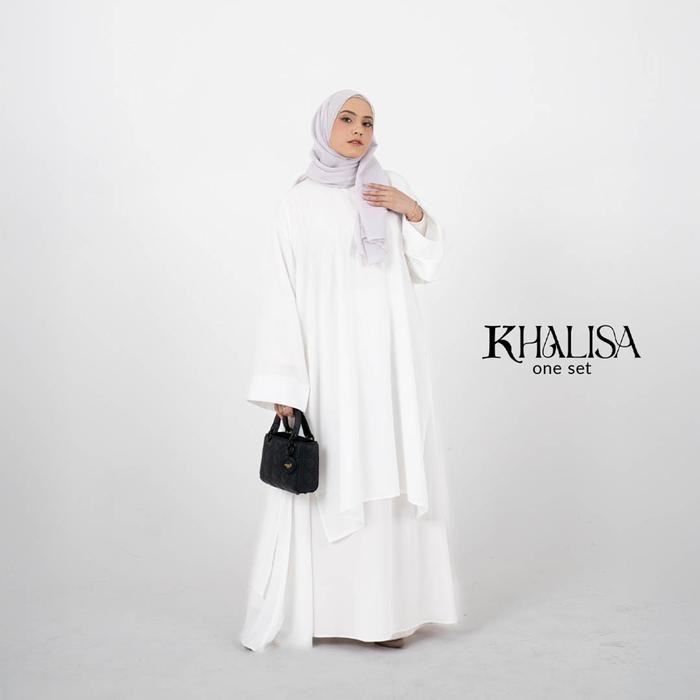 Khalisa One Set Broken White - One Set Tunik By Tubita Jilbab Muslim Baju Panjang Gamis Wanita Syari