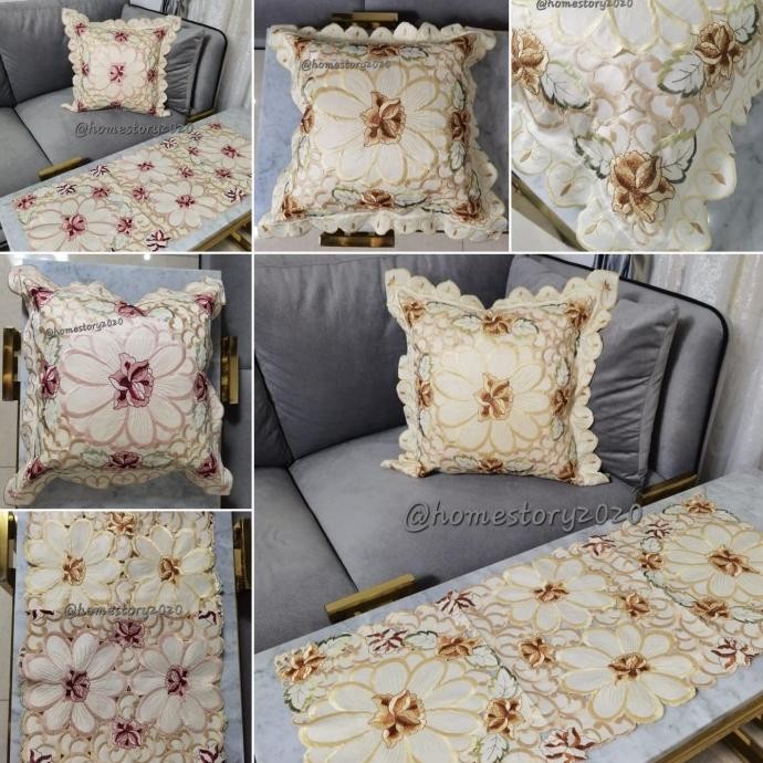 Sarung Bantal kursi Sofa Renda Bunga uk 40cmx40cm
