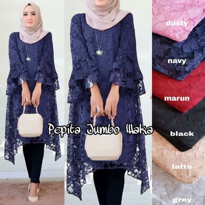 TUNIK PEPITA NAVY SL CORDIACE PREMIUM / TUNIK WANITA CORDLACE NAVY