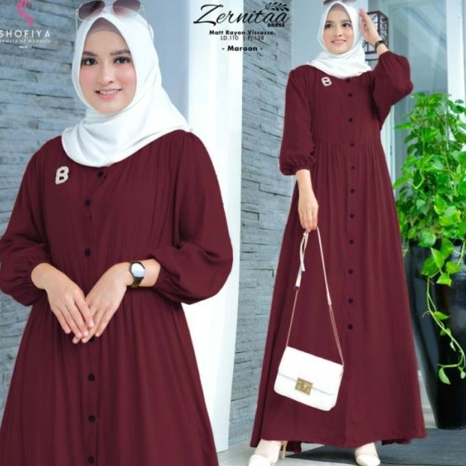 Promo Gamis Katun Rayon Polos Warna Hitam Navy Marun Ld 110 Terbaru