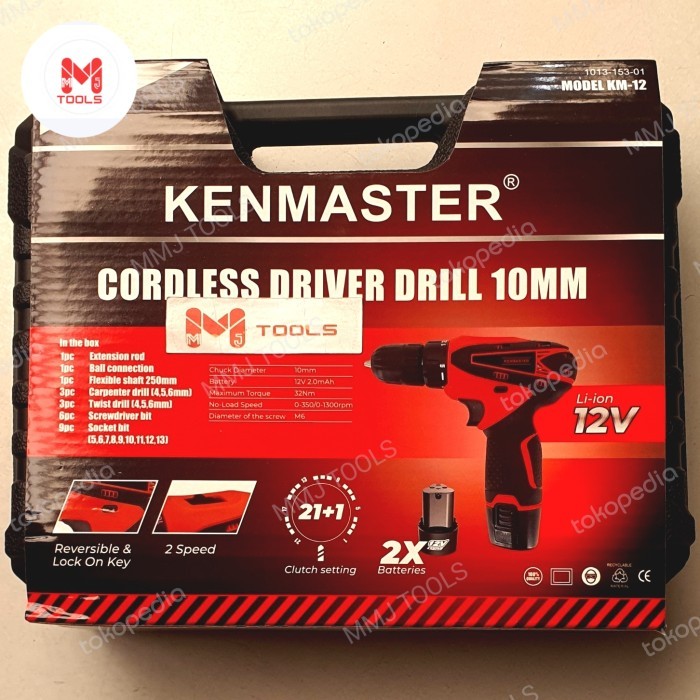Bor Cordless Kenmaster KM-12 12V - Alat Bor Listrik Portabel untuk Proyek Rumah dan Kantor