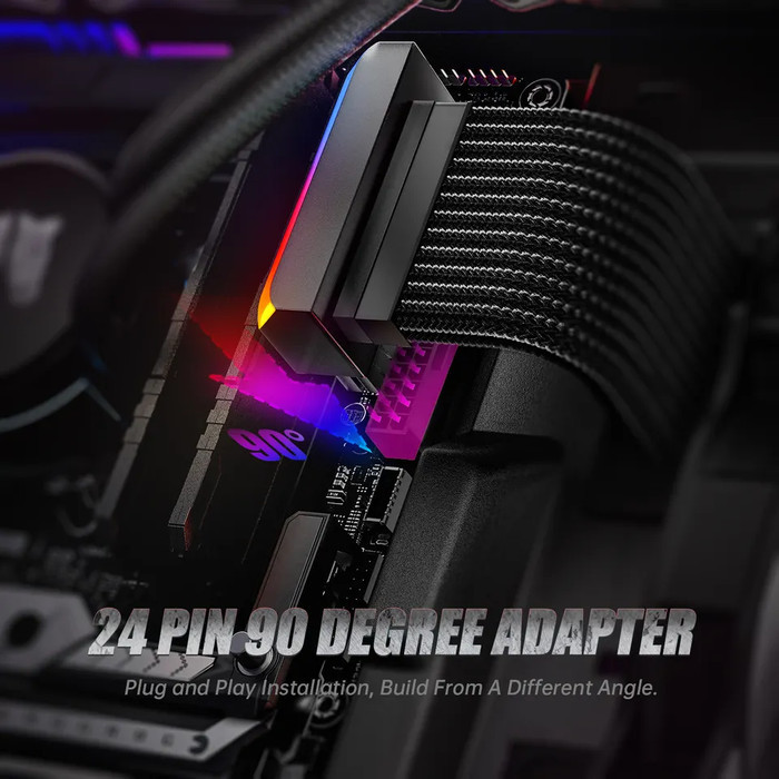 TERBARU - 90 Degree Adapter to ATX 24 Pin Elbow Siku 24PIN ARGB