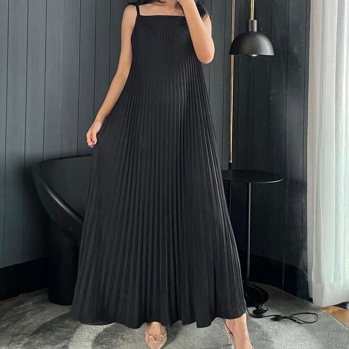 Inner Dress Plisket Premium / Inner Dress Panjang Jumbo / Inner Tanpa Lengan / Dress Plisket Tanpa L